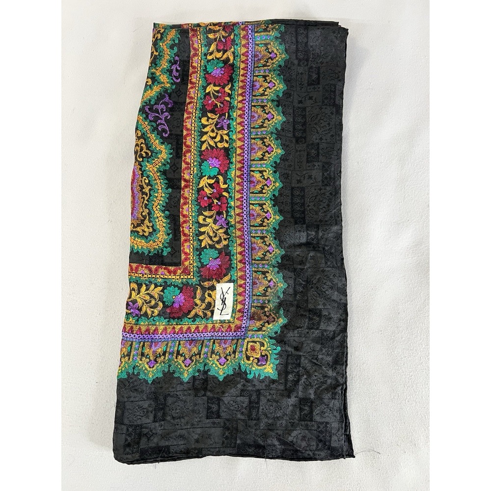 Vintage Yves Saint Laurent Vintage Scarf Colorful 42x40 Y2K - Picture 6 of 7